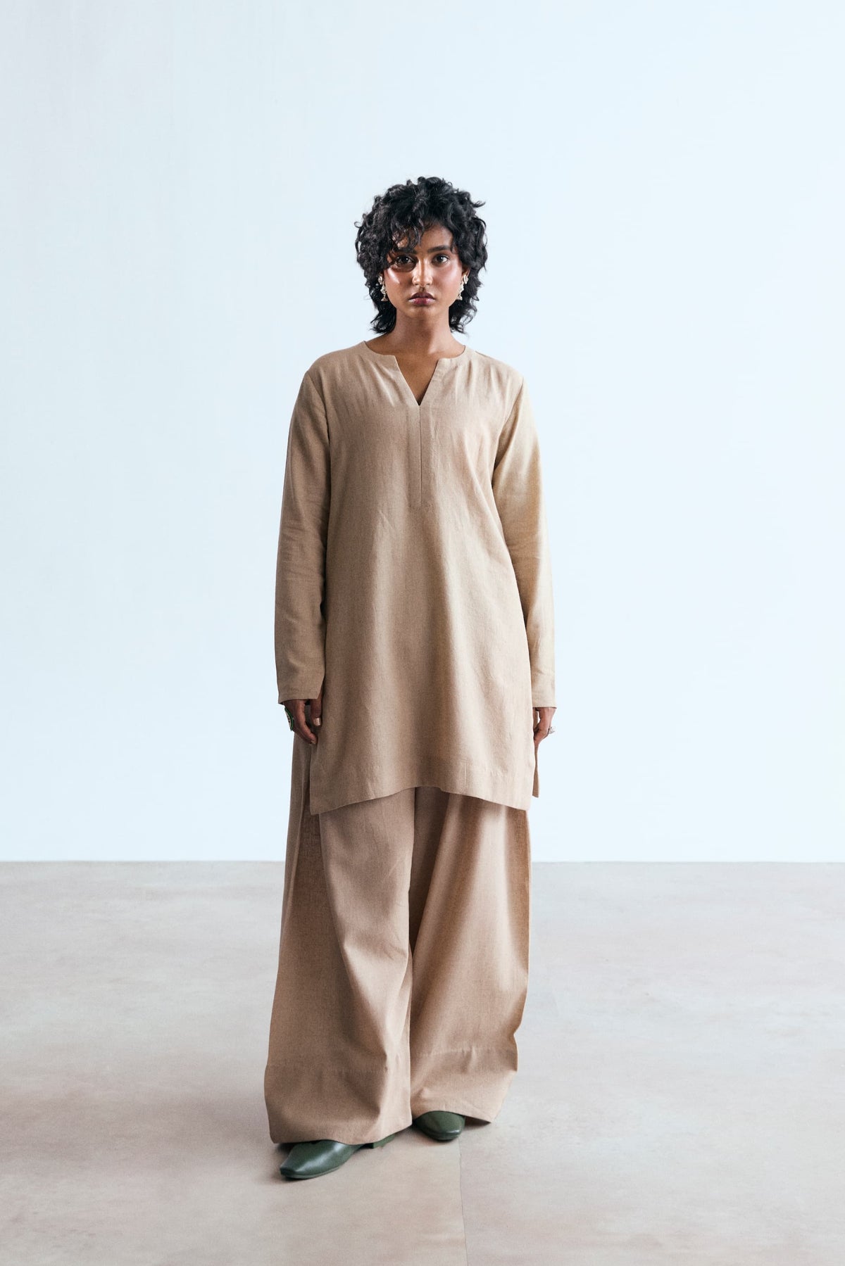 beige kameez and shalwar ready to wear
