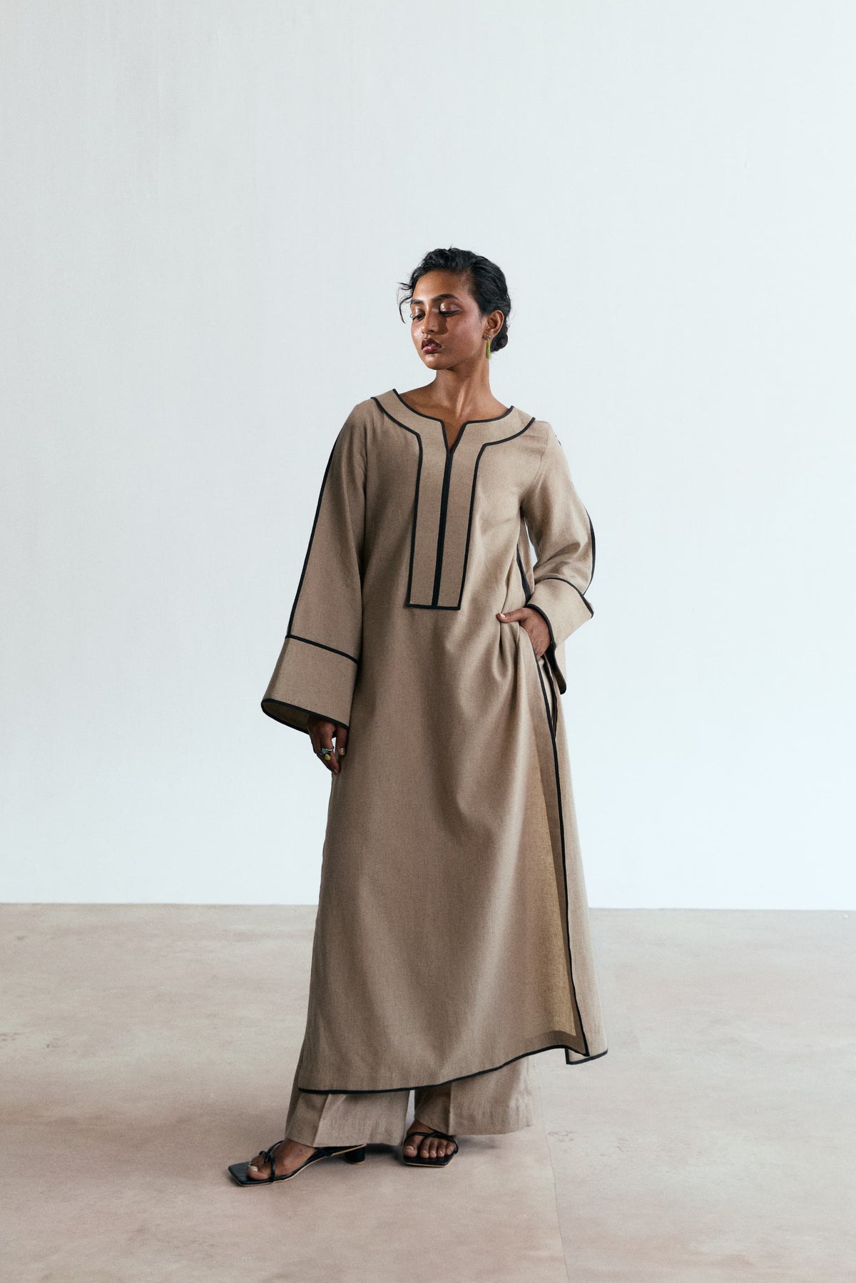 Stone Set — relaxed silhouette sand beige LinCot Pakistani co-ord for modern South Asian everyday wear UK