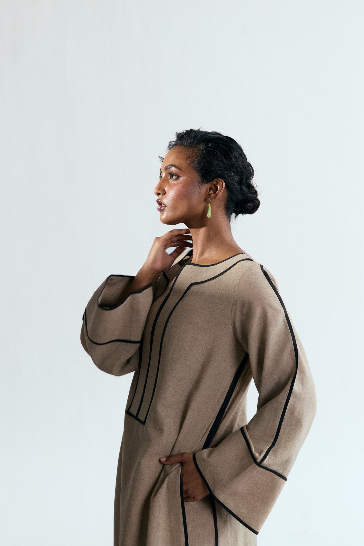 Stone Set — wide-leg linen-cotton trousers with pockets | sand beige Pakistani casual co-ord UK
