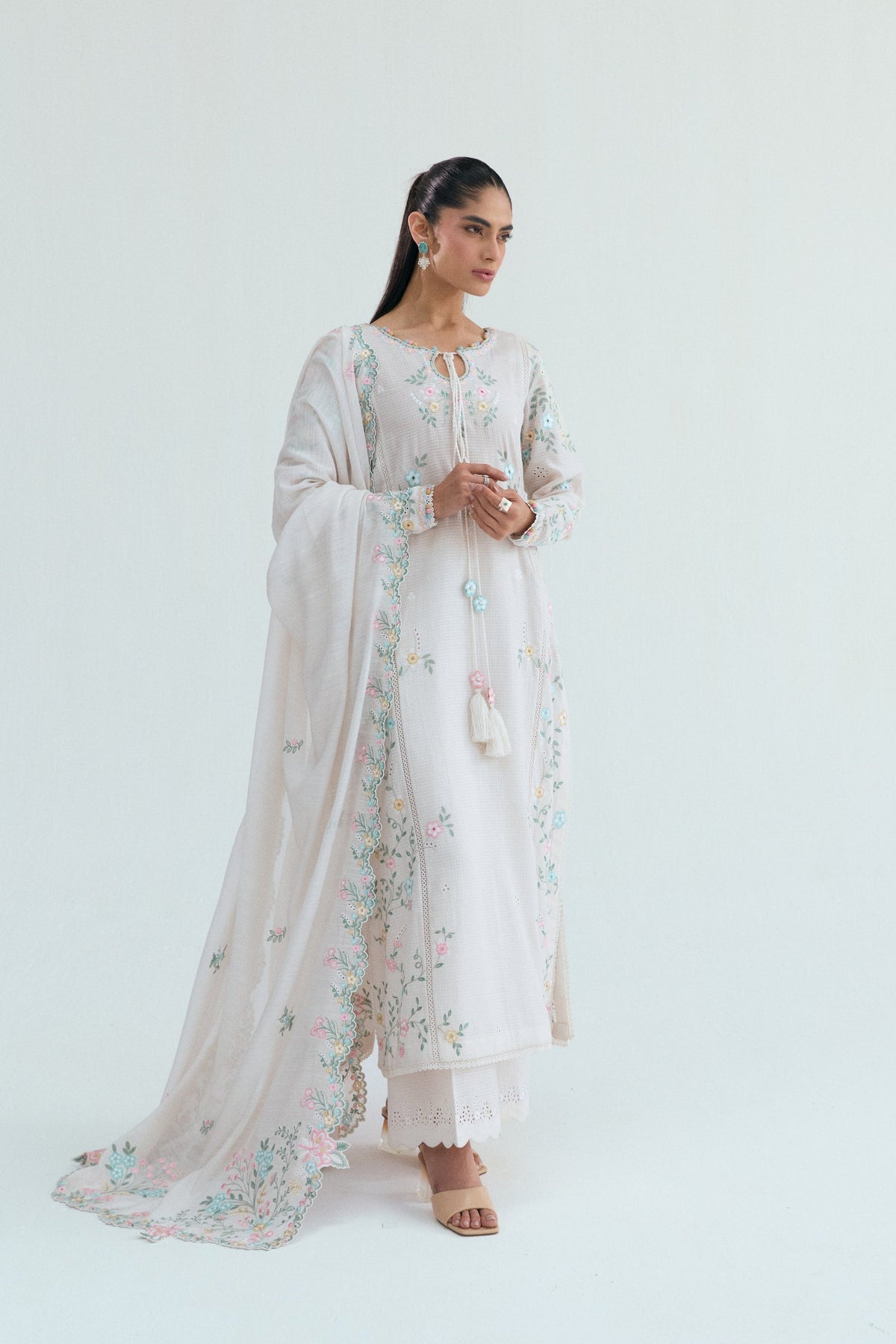 Customer styling the Daisy Set off-white Pakistani outfit — Mannam UK