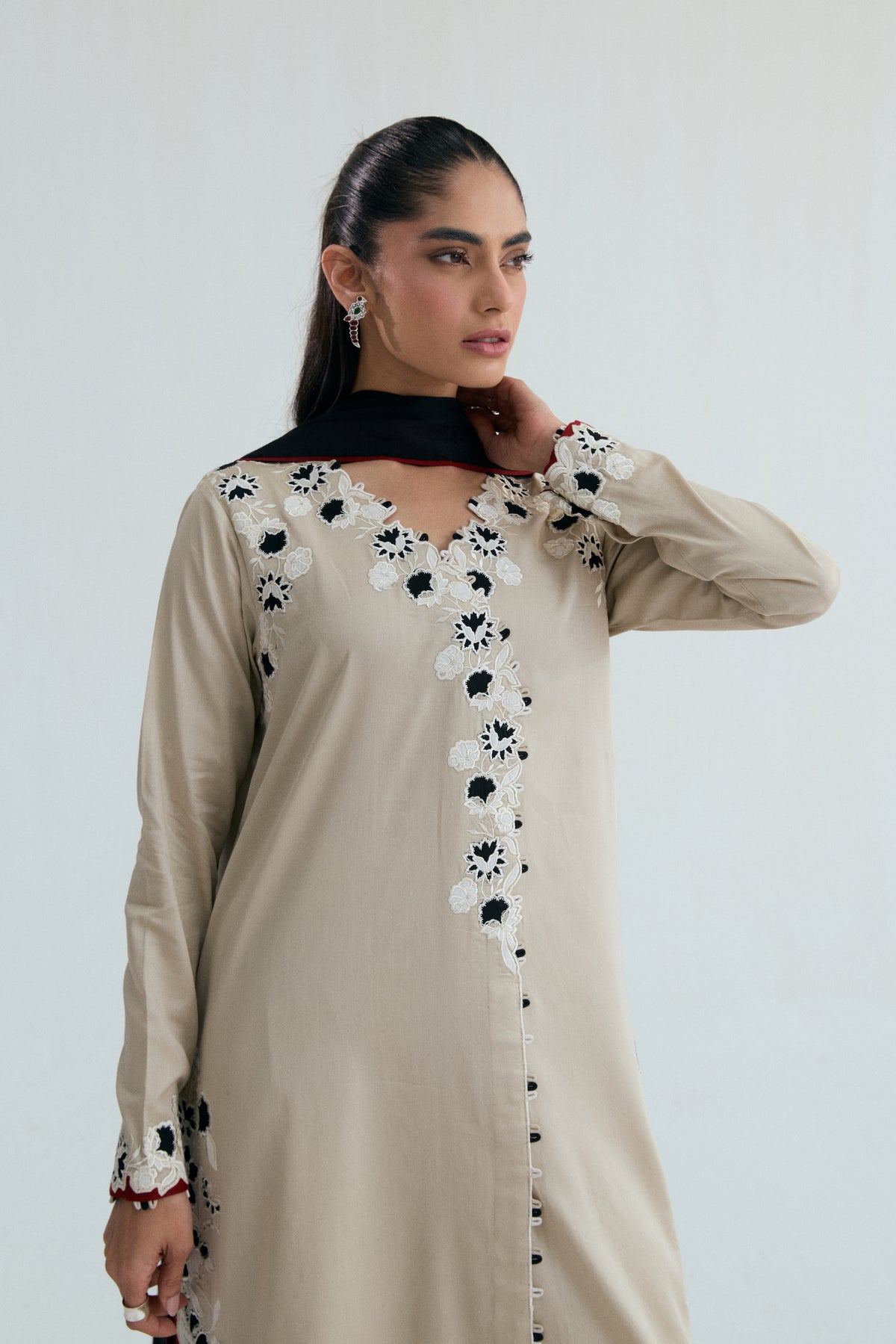 Fawn Fabric Texture Pakistani Suit – Premium Material Women’s Outfit
