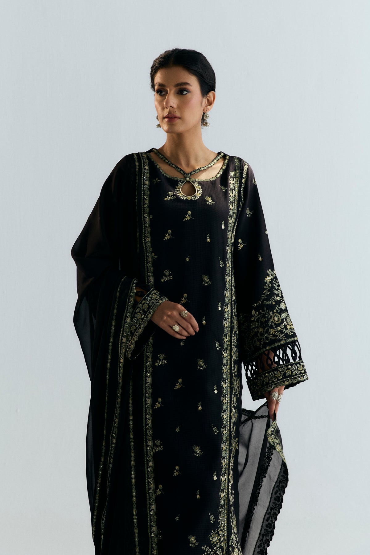 Designer Pakistani embroidered three piece suit women elegant formal outfit