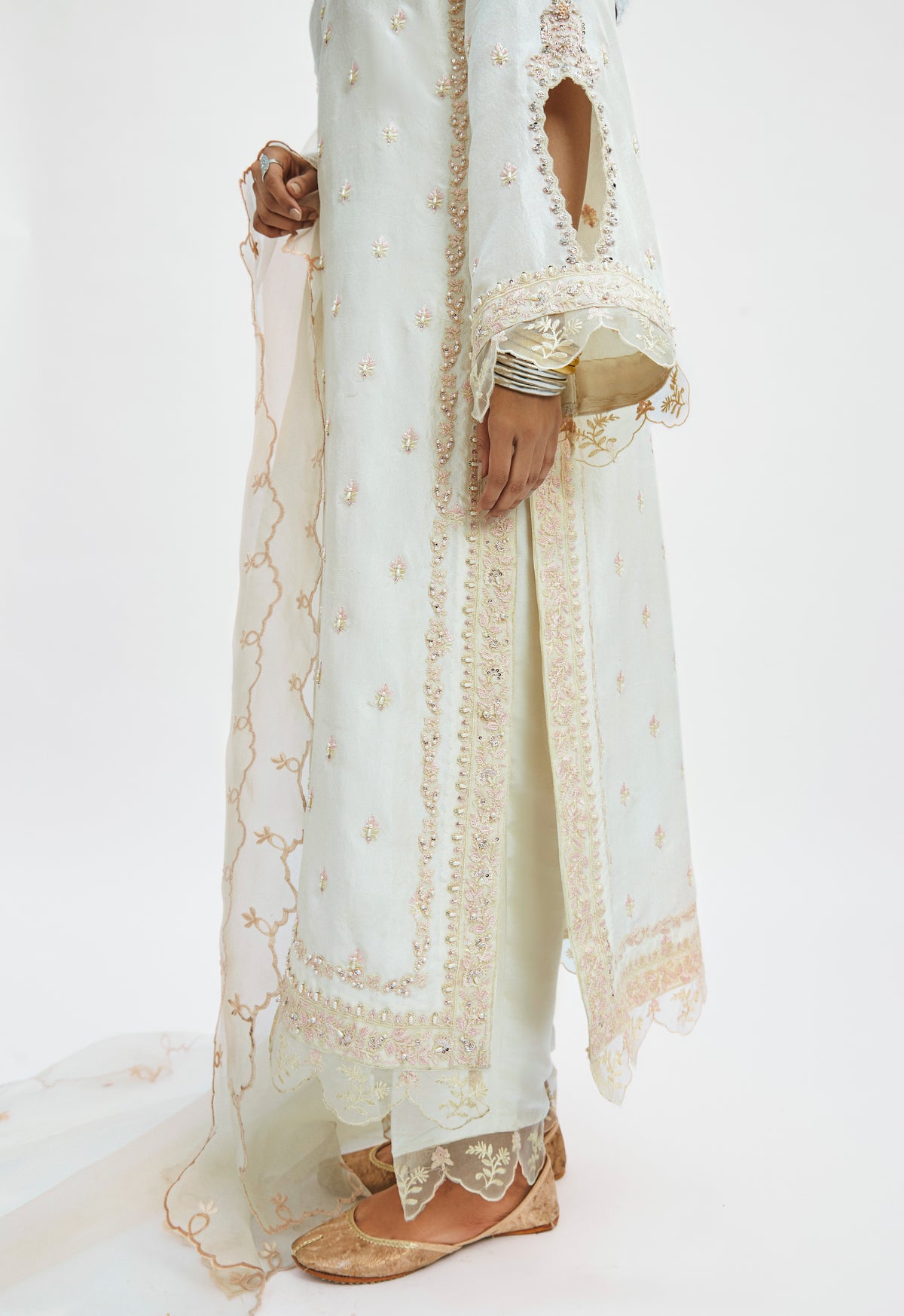 Hand embellished raw silk traditional outfit women wedding wear kameez set