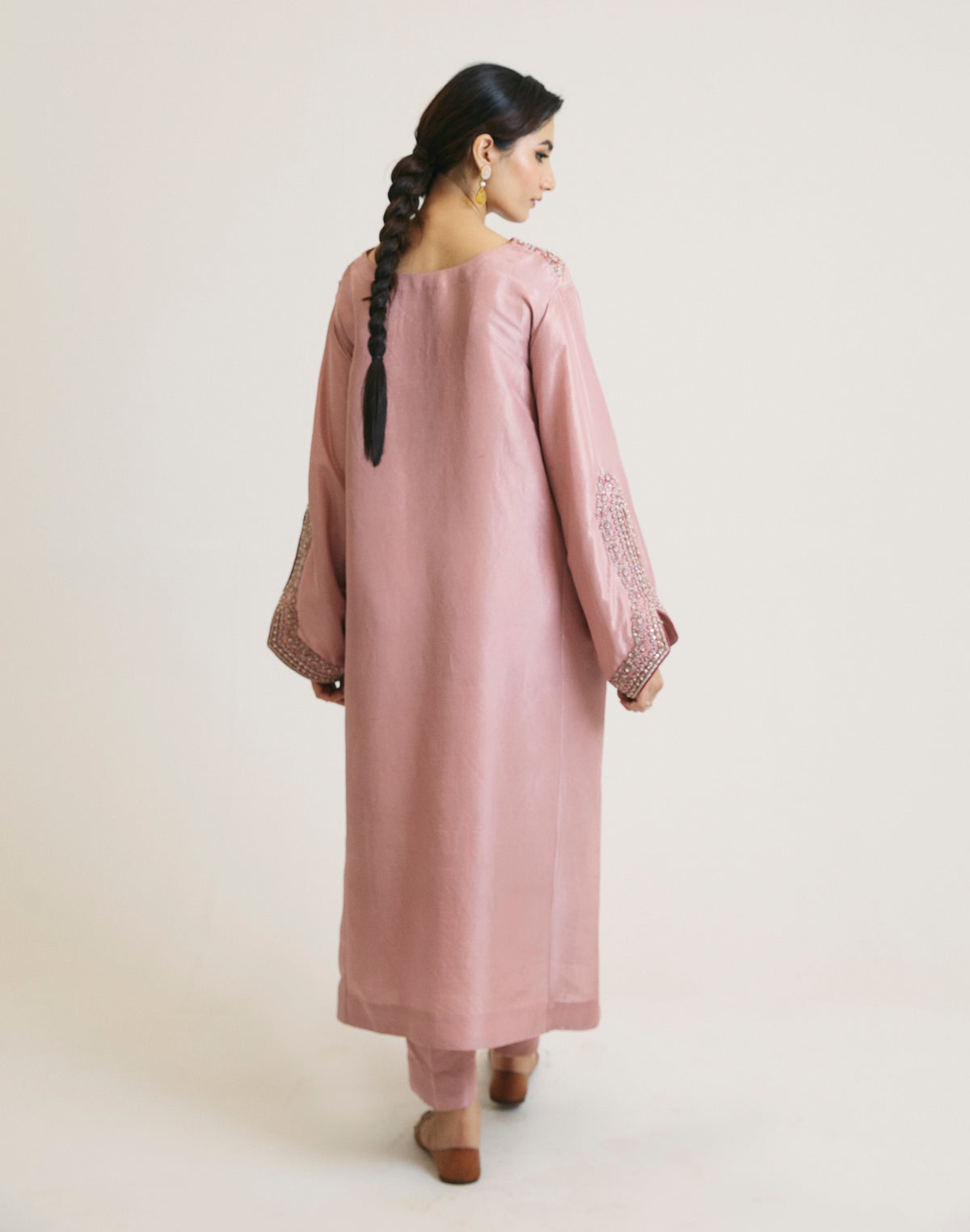 Luxury raw silk phiran suit women traditional Pakistani outfit