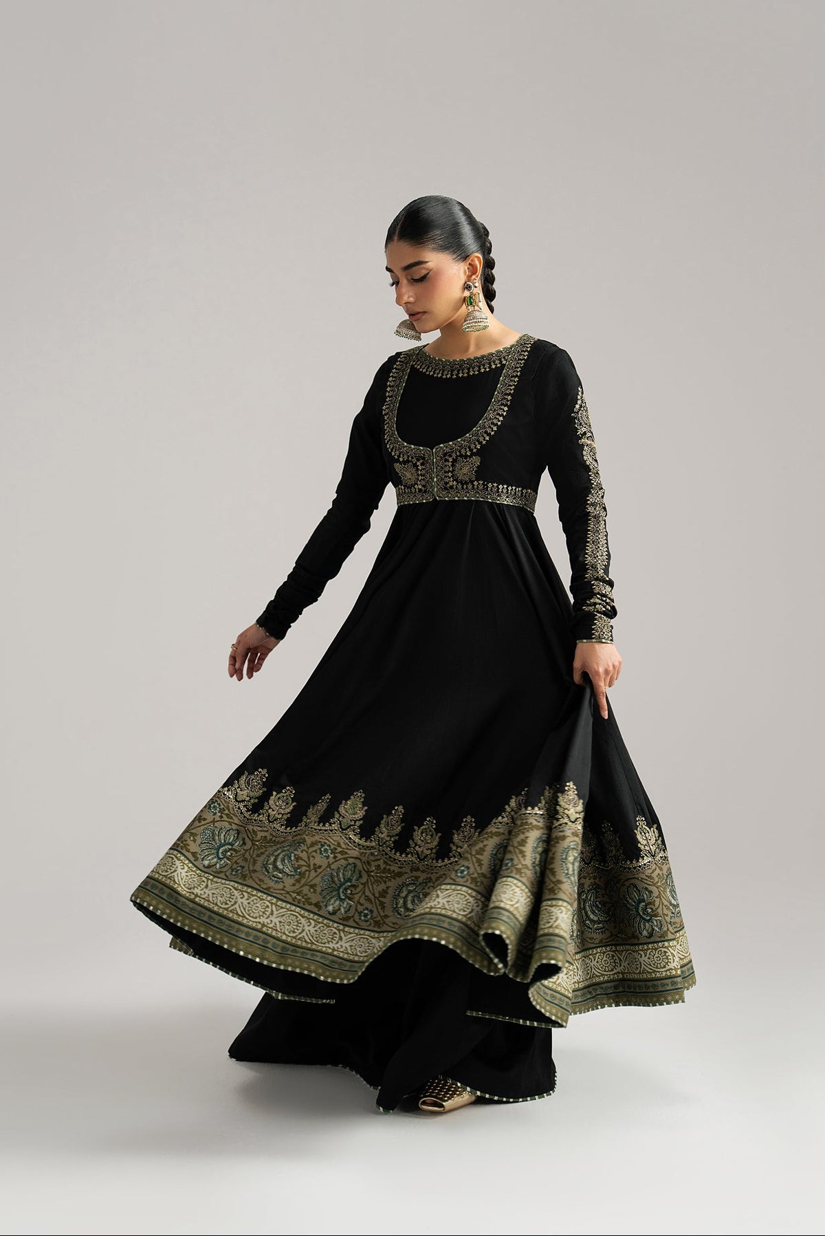 Sunstone anarkali trousers — wide-leg Pima cotton with chatta patti detailing