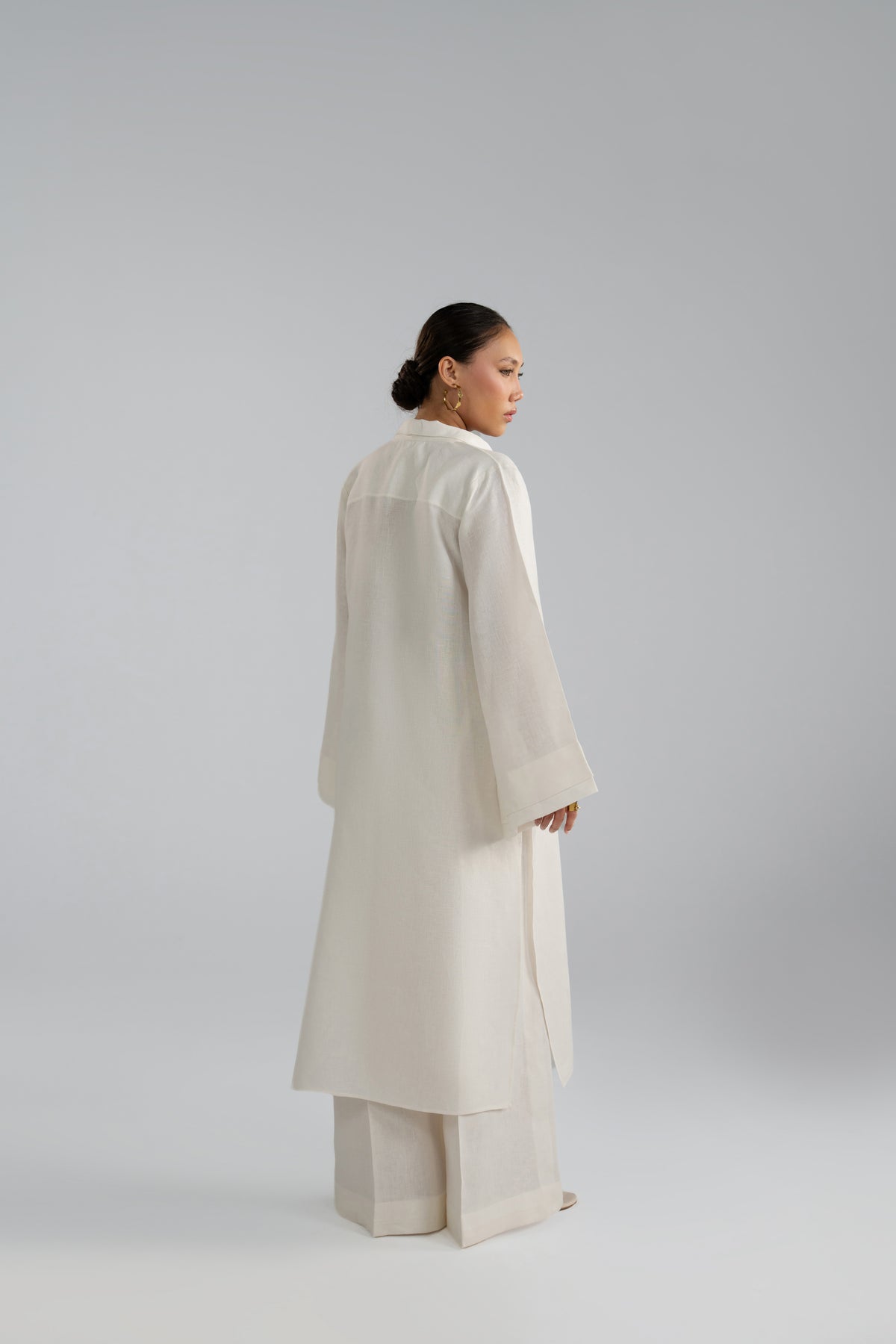 Back view of Mist Set co-ord with wide-leg trouser