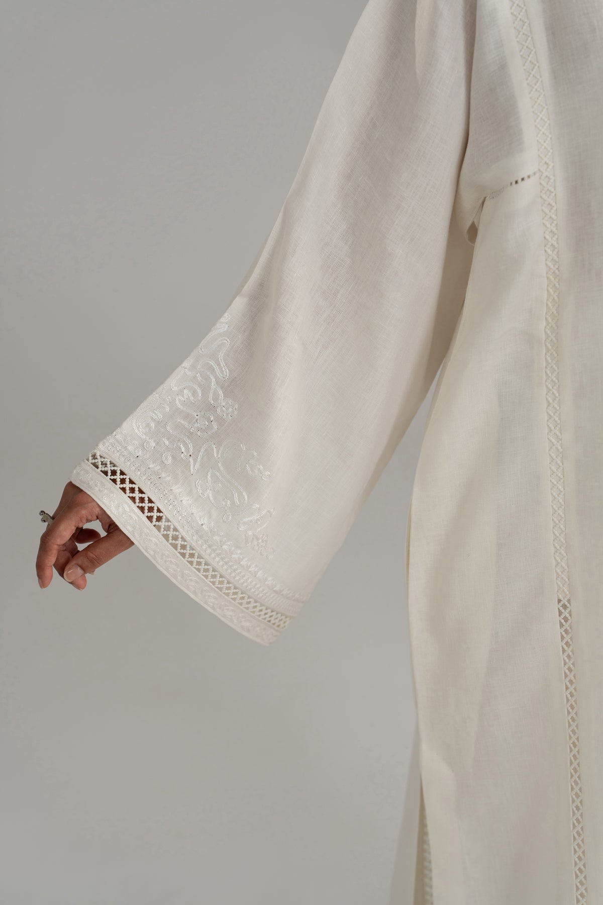 Aari embroidery detail on sleeve cuff