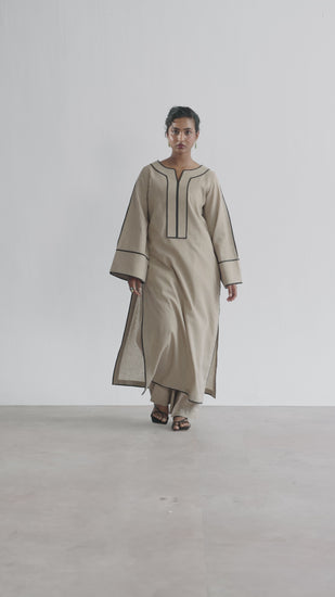 Stone Set video — sand beige bell-sleeve linen-cotton Pakistani co-ord | casual everyday South Asian wear UK